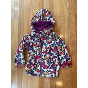 Hatley Jacket with hood and fleece lining, butterflies, size 5